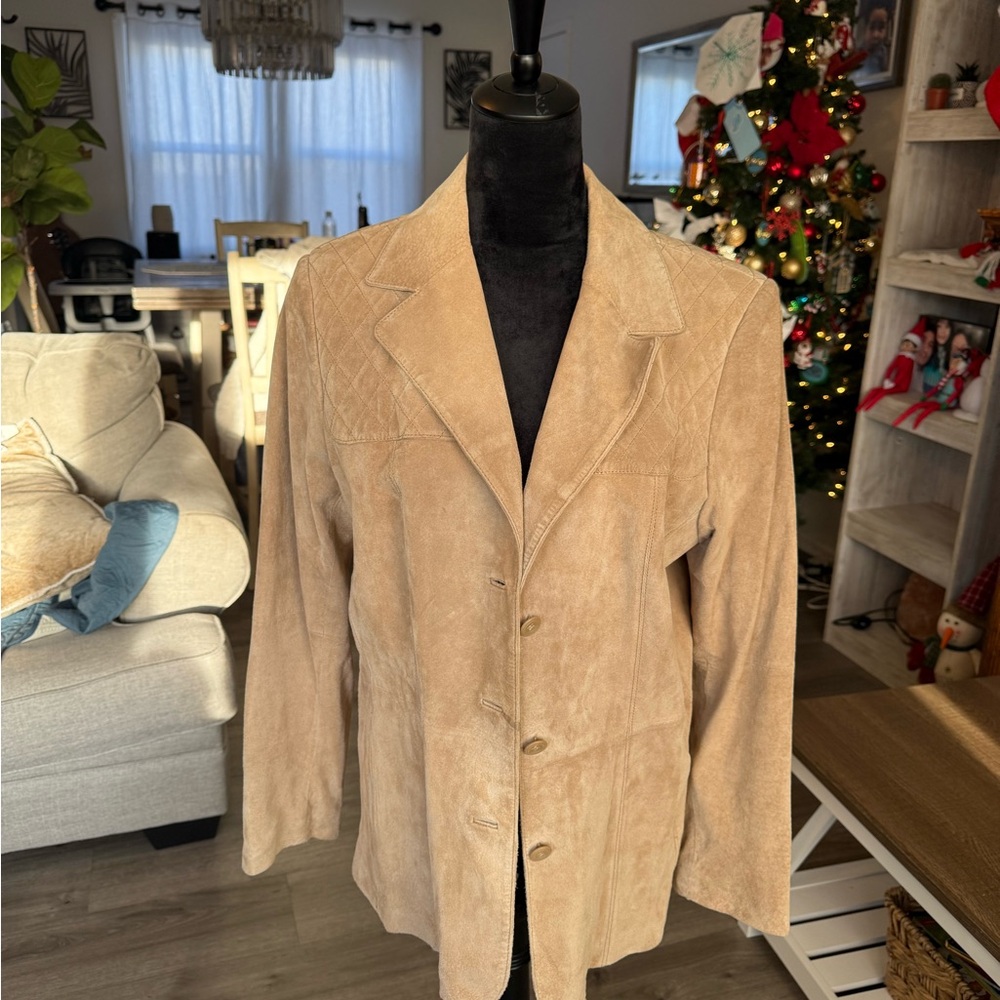 Liz Claiborne Studio Beige Suede Jacket